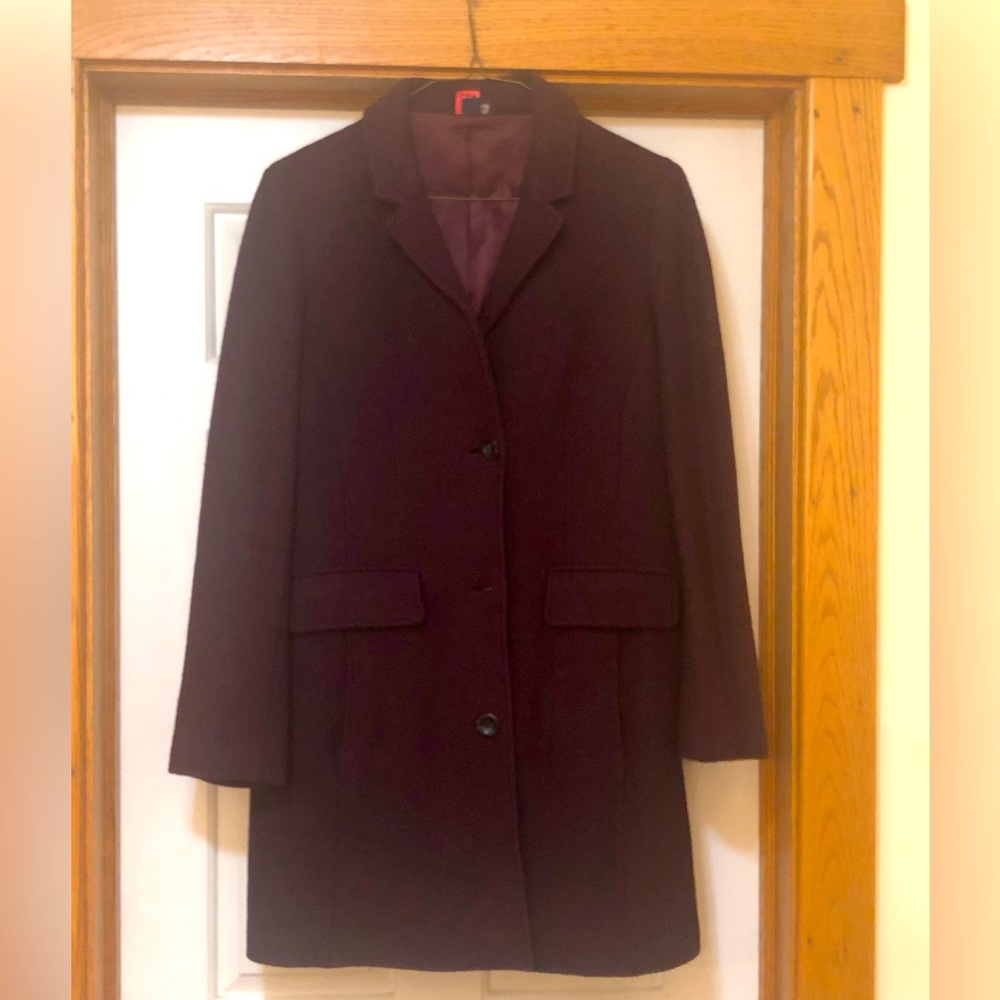 Lands End Wool lined winter jacket, maroon/cranberry, Size 16
